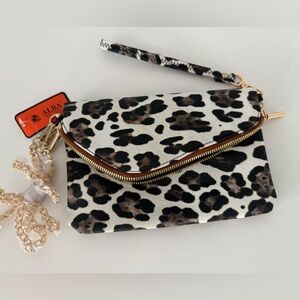 Animal Print Clutch with Gold Accents